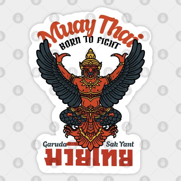 Garuda Muay Thai Vintage Sticker by KewaleeTee